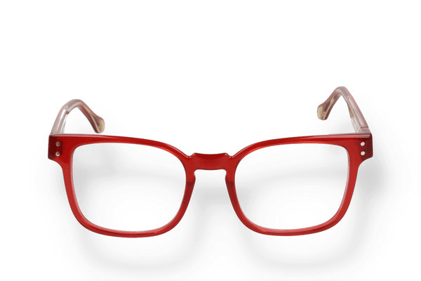 Occhiali da vista DANSHARIAN GOSH 03 di materiale acetato/titanio e di colore rosso con forma rettangolare/quadrato frontale