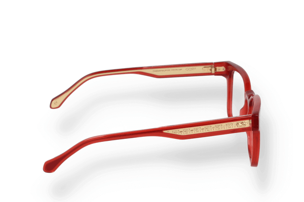Occhiali da vista DANSHARIAN GOSH 03 di materiale acetato/titanio e di colore rosso con forma rettangolare/quadrato laterale