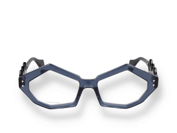 Occhiali da vista DANSHARIAN NORAVANK 03 di materiale acetato/titanio e di colore blu con forma geometrico frontale