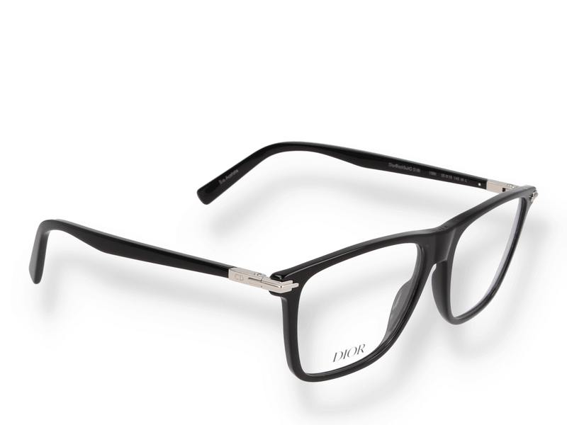 Occhiali da vista Dior DIORBLACKSUITO S18I 1000 di materiale acetato e di colore nero con forma rettangolare/quadrato obliquo