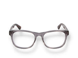 Occhiali da vista GG0004ON 004 in materiale acetato, di colore grigio e di forma cat eye.