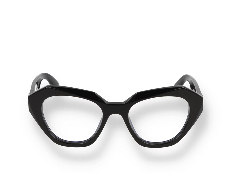 Occhiali da vista Off White OPTICAL STYLE 43 BLACK di materiale acetato e di colore nero con forma cat-eye frontale