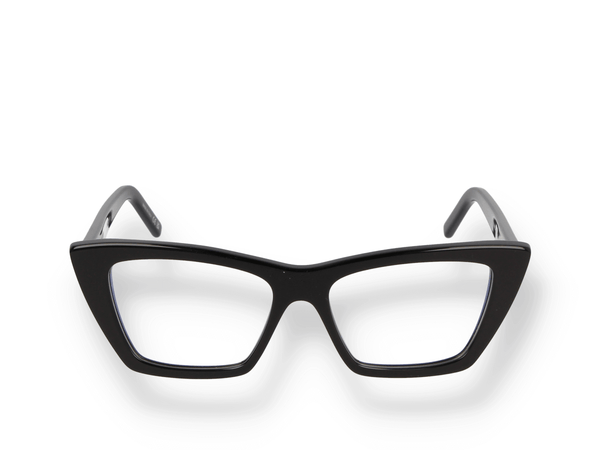 Occhiali da vista Saint Laurent SL 276 MICA OPT 001 di materiale acetato riciclato e di colore nero con forma cat eye frontale