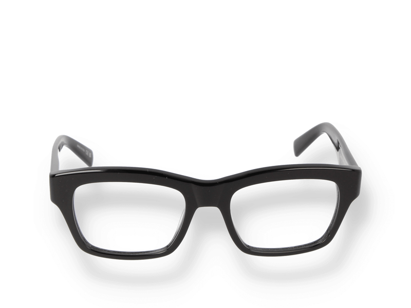 Occhiali da vista Saint Laurent SL 616 001 di materiale acetato riciclato e di colore nero con forma rettangolare/quadrato frontale