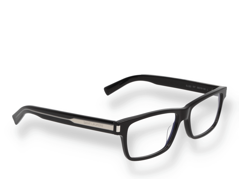 Occhiali da vista Saint Laurent SL 622 007 di materiale acetato e di colore nero con forma cat eye obliquo