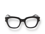 Occhiali da vista Saint Laurent SL 640 001 di materiale acetato riciclato e di colore nero con forma cat eye frontale