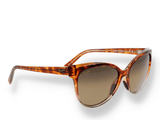 Occhiali da sole Maui Jim OLU'OLU HS537-10A di materiale nylon e di colore havana con forma cat eye obliquo