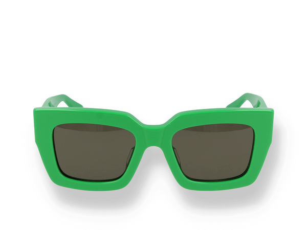 Bottega Veneta Sporty Oval Acetate Sunglasses in Green