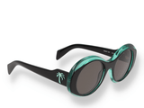 Occhiali da sole Palm Angels DOYLE SUNGLASSES CRYSTAL GREEN DARK GREY obliquo