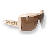 Occhiali da sole Palm Angels LOSANGELES SUNGLASSES CREAM BROWN obliquo